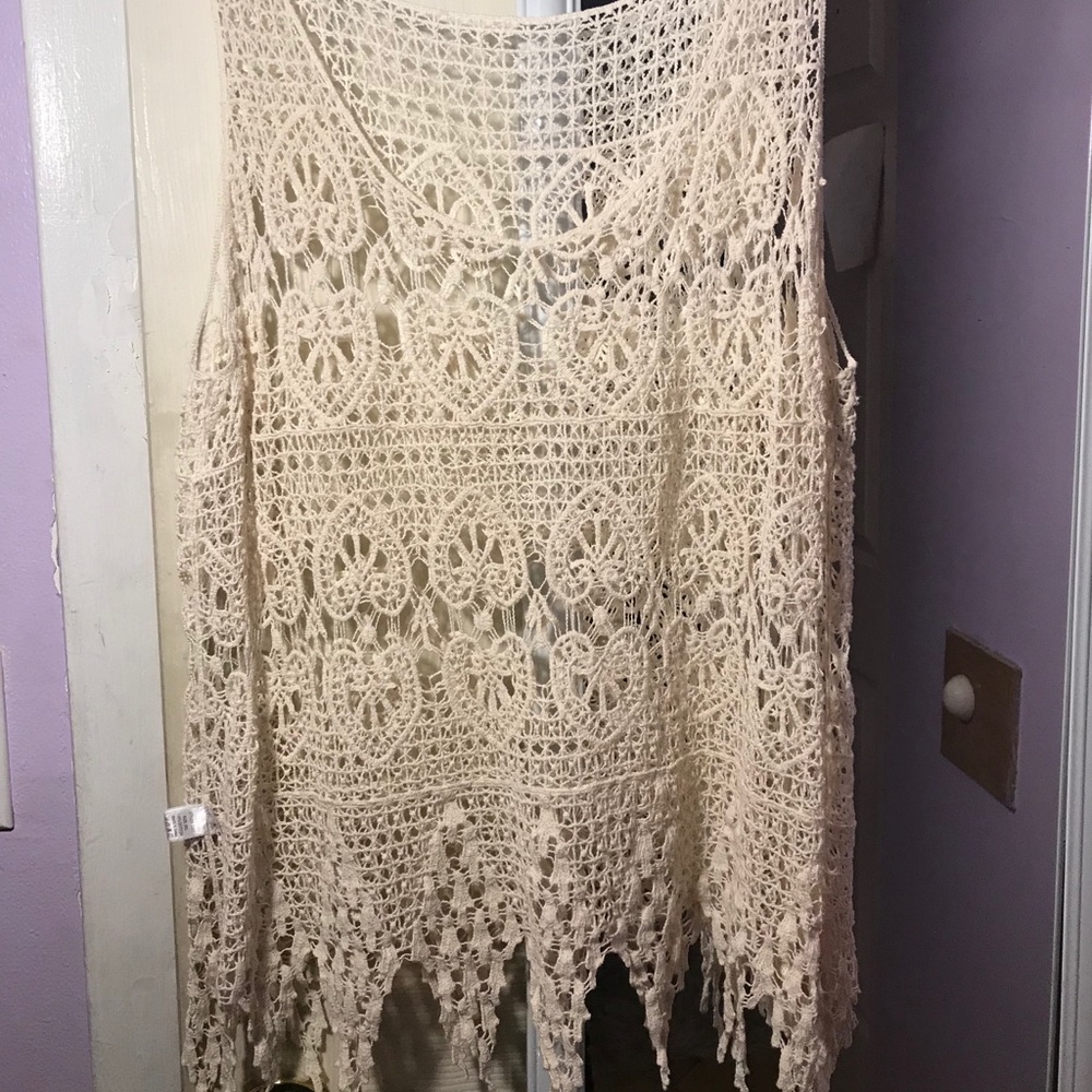 Crochet beach cover up top